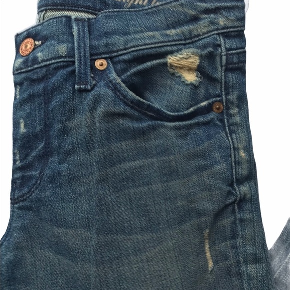 7 For All Mankind Women's Size 26 Distressed Torn Straight Leg Blue Jeans - Picture 2 of 11